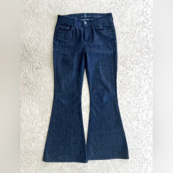 Womens 7 For All Mankind Jeans 26 Lexie Bell bottom Flare Wide Dark Blue Denim - Picture 5 of 9
